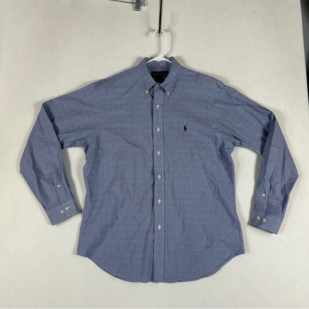 Ralph Lauren Blue Plaid Classic Fit Button Down Men’s 16 34/35 100% Cotton